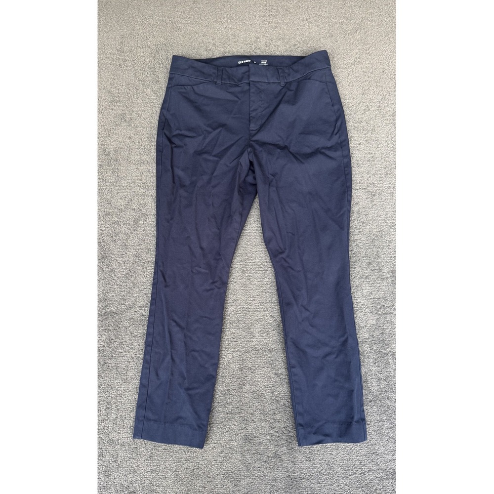 Old Navy High Rise Pixie Pants Navy Blue Secret Smooth Pockets Size 12 Slim